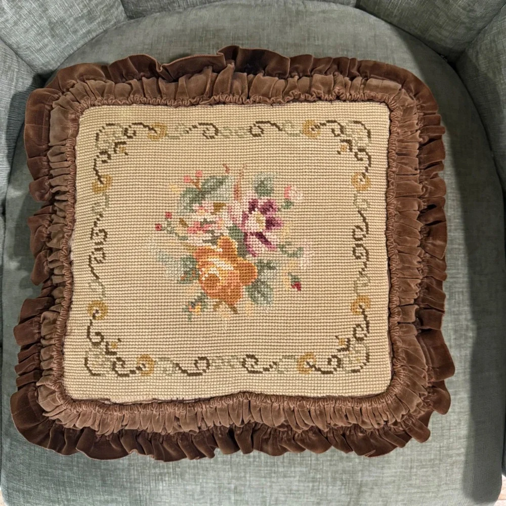 Vintage Needlepoint Throw Pillows 12